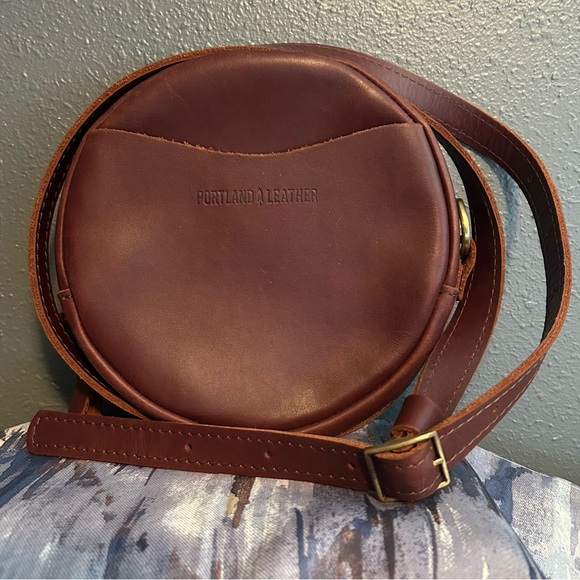 Portland Leather Handbags - Portland Leather Small Circle Crossbody in Cognac